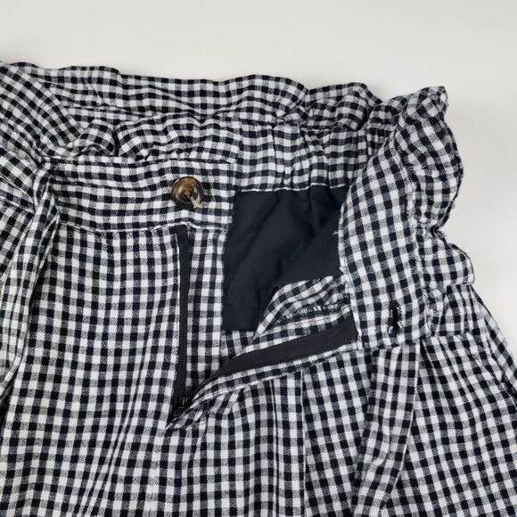 Who What Wear Linen Gingham Paperbag High Rise Shorts Plaid Checkered 10 - Picture 5 of 8